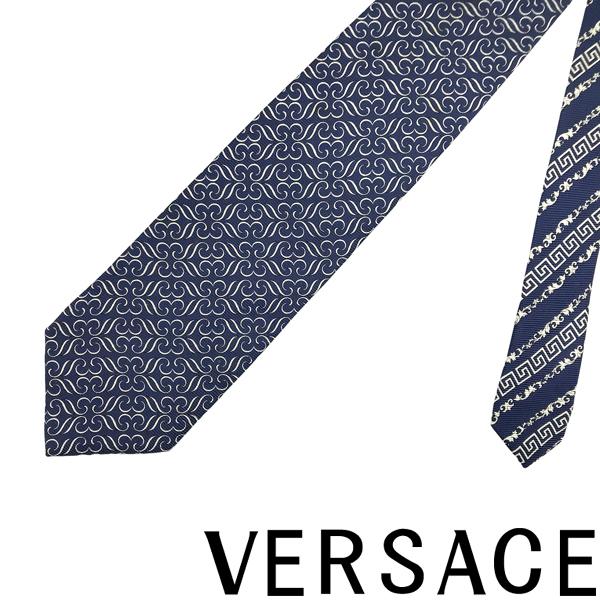 【中古】【非常に良い】VERSACE ネクタイ ブランド ベルサーチ ヴェルサーチェ ブルー 【剣先...