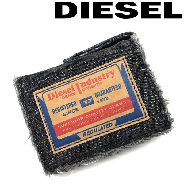 DIESEL 財布 ブランド 二つ折り ブラックデニム X08801-P4654-T8013 ディー...