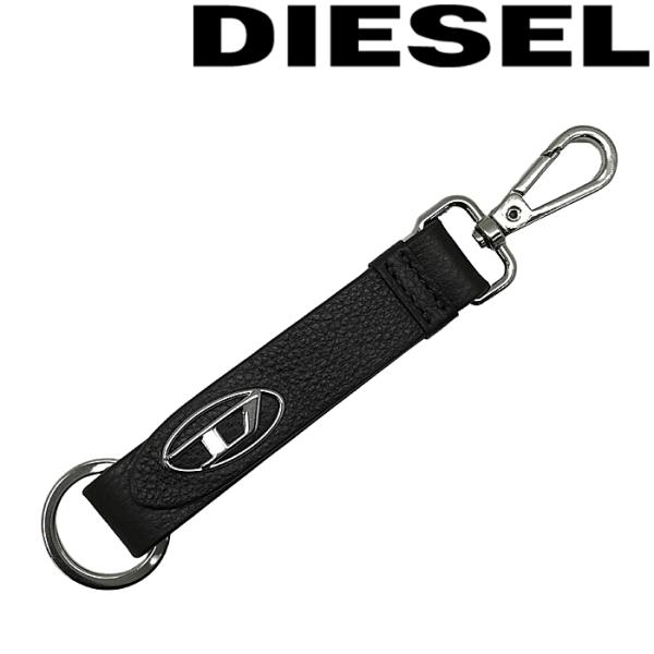 DIESEL キーホルダー キーリング ブランド ディーゼル HISSU EVO レザー ブラック ...