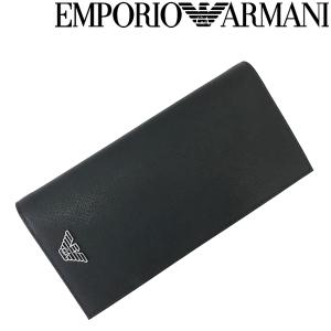 EMPORIO ARMANI 長財布 エンポリオアルマーニ ブランド イーグルロゴ 二つ折り ブラック Y4R170-Y138E-81072｜woodnet