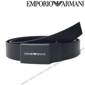 EMPORIO ARMANI ベルト エンポリオアルマーニ リバーシブル ブラック パンチングレザー×スムースレザー Y4S200-YLP0V-88001｜woodnet