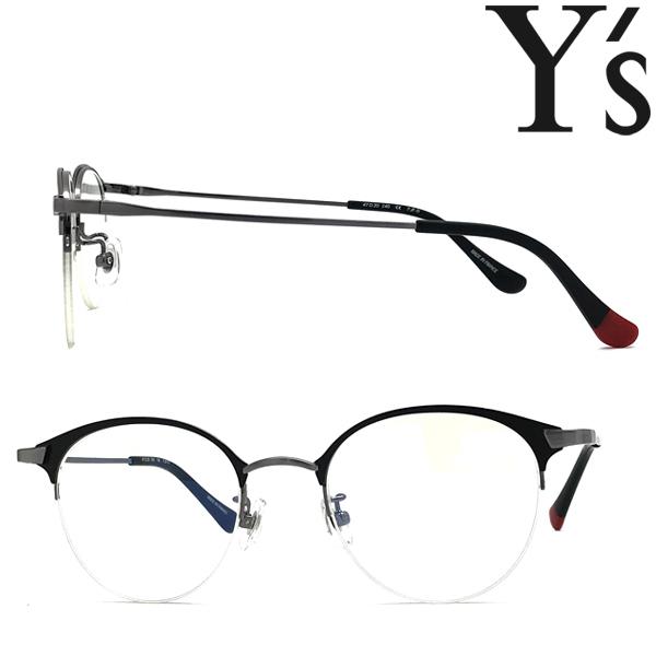 Y&apos;s ワイズ メガネフレーム ブランド ガンメタル×マットブラック 眼鏡 YS-81-0011-0...