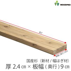 国産杉（新材/幅はぎ材） 厚24ｍｍ×幅90ｍｍ×長さ210〜300ｍｍ 無塗装｜woodpro