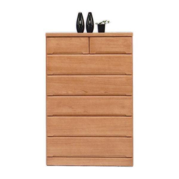 チェスト タンス ハイチェスト 幅90 6段 桐材 天然木 スライドレール付き 箱組 北欧 モダン ...