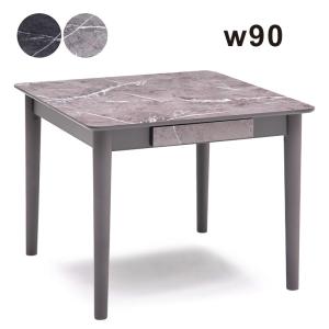 大理石調 ダイニングテーブル 幅90 2人用 韓国風  正方形 テーブル  高級感｜woodsystem3