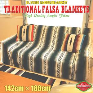 エルパソ サドルブランケット El Paso SADDLEBLANKET トラディショナル ファルサブランケット (フォレスト) 142cm×188cm  ネイティブ柄 ラグ キャンプ｜woodwayfurniture