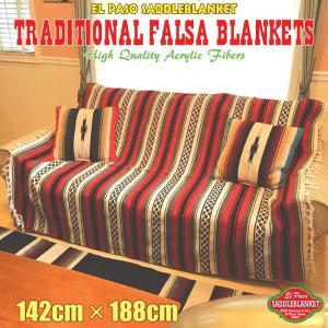 エルパソ サドルブランケット El Paso SADDLEBLANKET トラディショナル ファルサブランケット (レッド) 142cm×188cm  ネイティブ柄 ラグ キャンプ｜woodwayfurniture