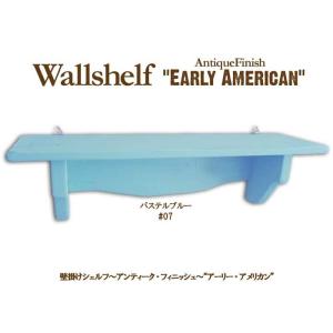 アンティーク調 木製ウォールシェルフ フック付 (パープル) 壁掛け