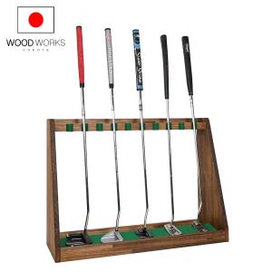 WOODWORKS パターラック 5本掛 (色：ブラウン) 木製 日本製 【 ゴルフ