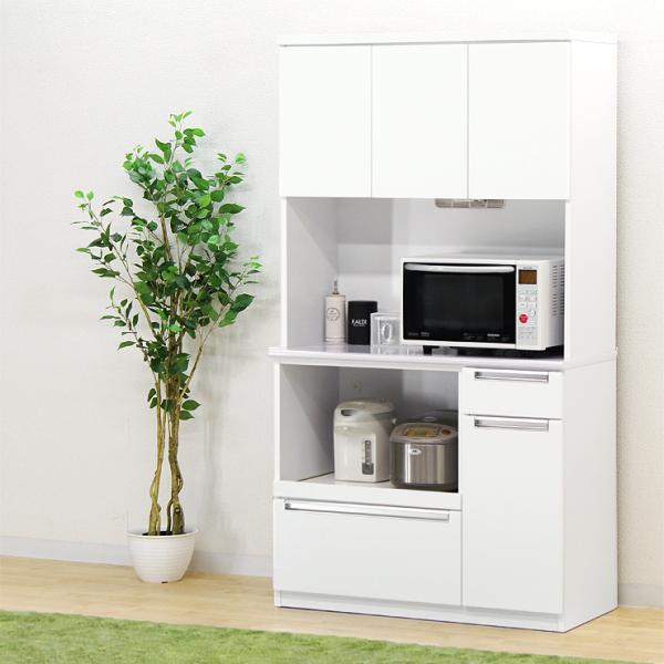 食器棚 キッチンボード レンジ台 完成品 日本製 国産 幅100cm ホワイト 白 おしゃれ