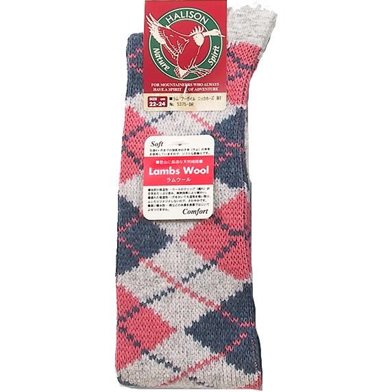 HALISON ハリソン ラム ウール 厚手 アーガイル レディース ニッカホーズ ライトグレー D...
