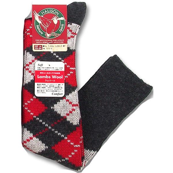 HALISON ハリソン ラム ウール 厚手 アーガイル レディース ニッカホーズチャコール X S