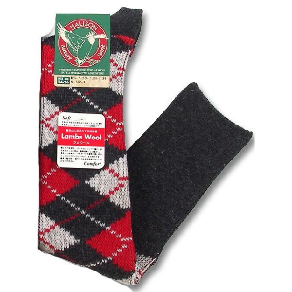 HALISON ハリソン ラム ウール 厚手 アーガイル ニッカホーズ チャコール M