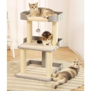 【即納】キャットタワー ミニ 猫タワー 小型 キャットタワー 低い コンパクト 小さめ 据え置き 爪とぎポール 猫 爪研ぎ 天然麻紐 猫のおもちゃ 省スペース 頑丈