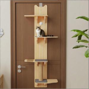 【人気商品】キャットステップ 木製 ドア掛け キャットタワー 賃貸 ドア スリム 猫タワー 省スペース 吊り下げ キャットウォーク コンパクト 多頭飼い 猫