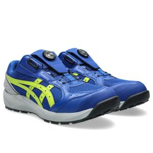asics CP229 BOA アシックス 安全靴 ワイヤー セーフティシューズ ワーキングシューズ ダイヤル式 ローカット青 アシックスブルー×ネオンライム 1273A123.400