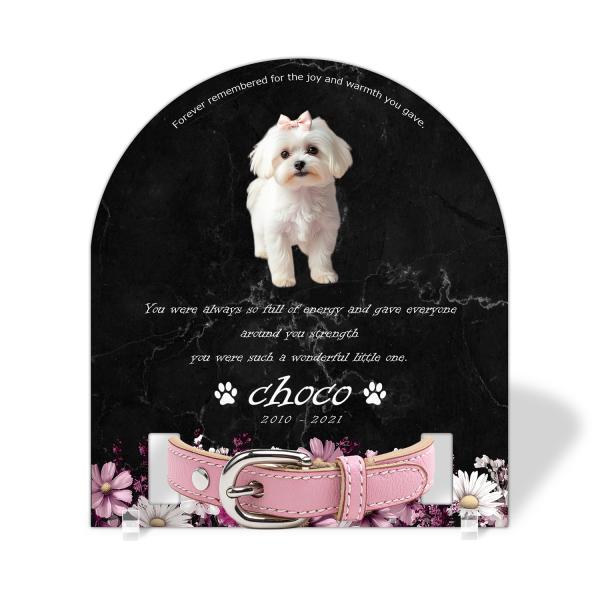 【ペットメモリアル】ペット位牌 犬 猫  名入れ おしゃれアクリルプレート オーダーメイド 首輪タイ...