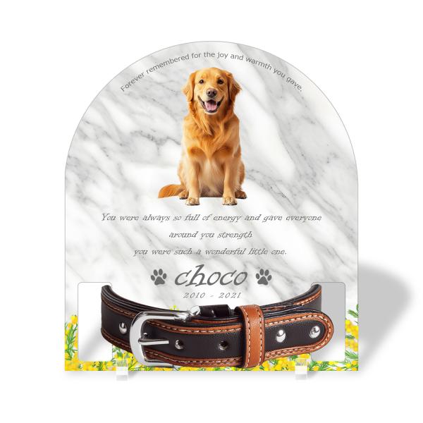 【ペットメモリアル】ペット位牌 犬 猫 名入れ おしゃれアクリルプレート オーダーメイド 首輪タイプ...