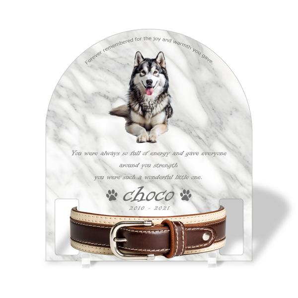 【ペットメモリアル】ペット位牌 犬 猫 名入れ おしゃれアクリルプレート オーダーメイド 首輪タイプ...