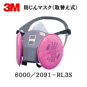 3M 防じんマスク 6000/2091-RL3M Mサイズ面体+2091ろ過材×6個 (ケース