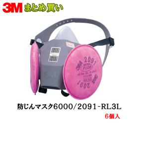 3M 防じんマスク 6000/2091-RL3M Mサイズ面体 + 2091ろ過材 取寄
