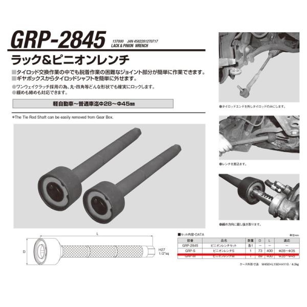 江東産業 GRP-S ピニオンレンチＳφ28〜φ35 取寄