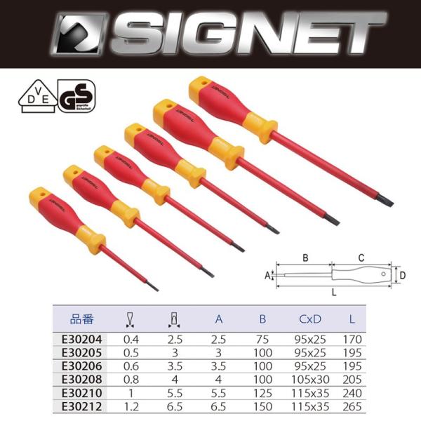 SIGNET 絶縁マイナスドライバー E30205 取寄