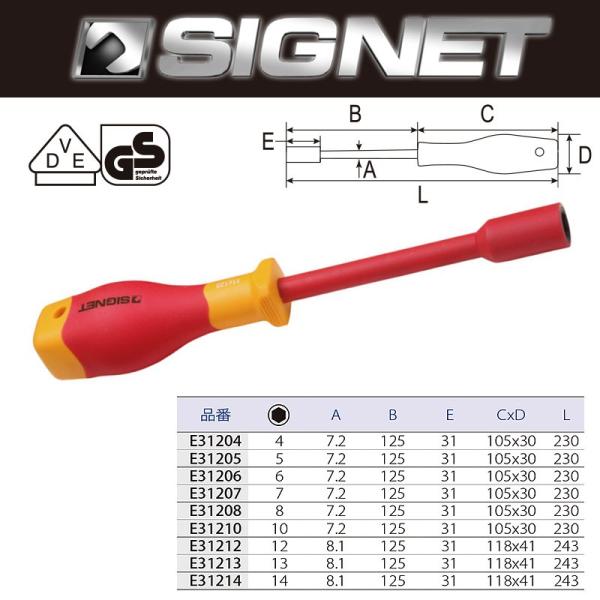 SIGNET 絶縁ナットドライバー E31208 取寄