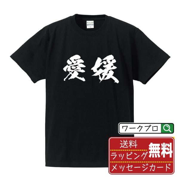 愛媛 筆文字 Tシャツ 半袖 書道家が書く 名入れ 漢字 オリジナル プリント ( 愛媛 ) メンズ...