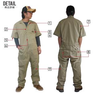つなぎ 半袖 メンズ 作業服 Dickies ...の詳細画像4