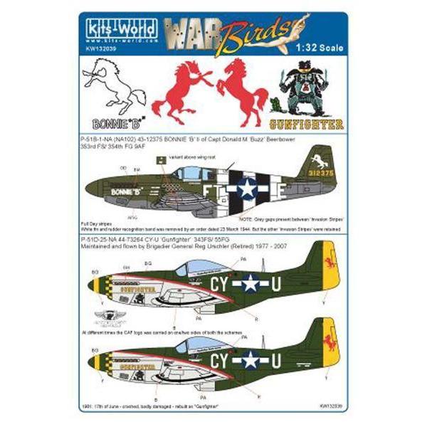 Kits-World(132039)1/32 P-51B BONNIE 'B'他用デカール
