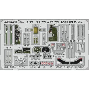 エデュアルド(SS778) 1/72 J-35F/ FS Draken用内装エッチングパーツ(ハセガ...