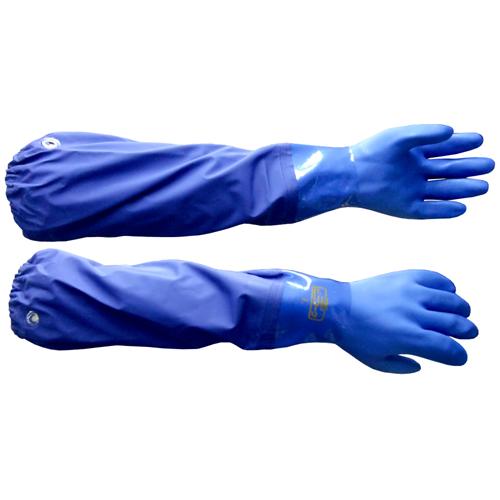 富士手袋工業 No.350 ビニール手袋 耐油ビニワーク ロングカバー付き L/LLサイズ 長さ60...