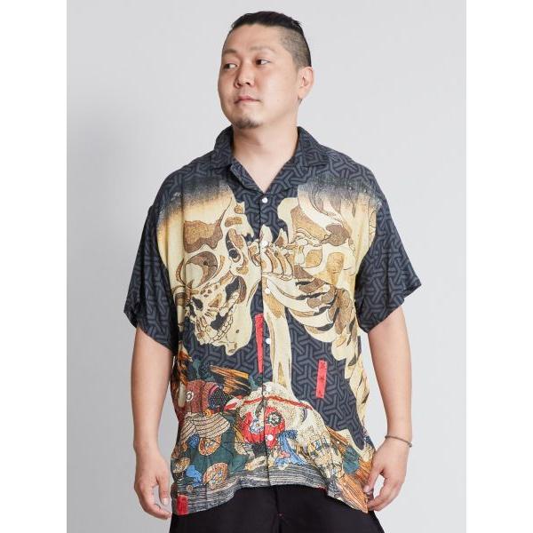 浮世絵シャツ ドクロ ユニセックス シャツ 浮世絵 日本 お土産