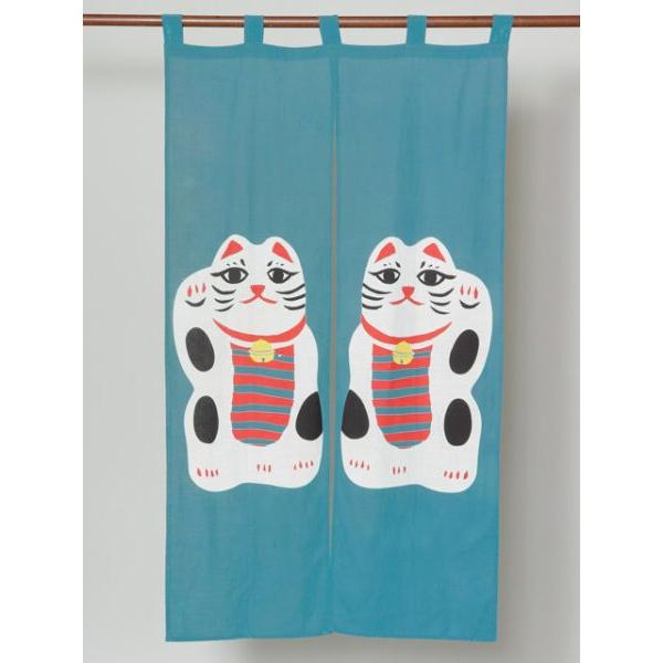 民芸長暖簾 のれん まねきねこ ミンゲイ 縁起物 お土産 日本 招き猫 インテリア