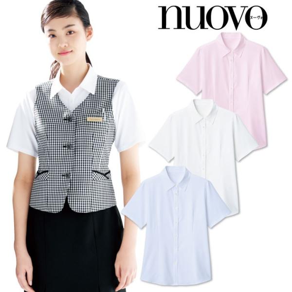 半袖ブラウス レディース 事務服 シャツ スーツ nouvo ヌーヴォ フォーク オフィスウェア フ...