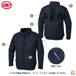 サンエス 空調風神服 ハイバック仕様 長袖 ブ...の詳細画像2