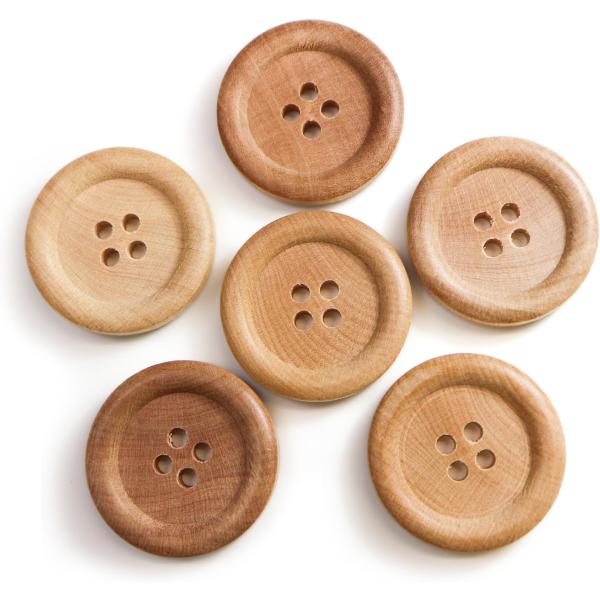 ウッドボタン 四つ穴ボタン ナチュラル シャツボタン ウッド ボタン ブラウン 木目 木製 6個入り...