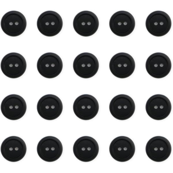黒ボタン 二つ穴ボタン 【ブラック ツヤなし】 樹脂ボタン ベーシック シンプル ボタン 手芸 20...