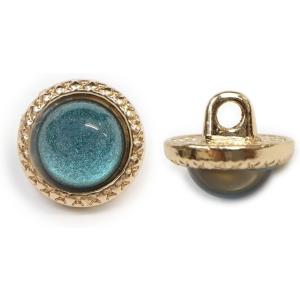 オーロラ ラメボタン 足つき 【ブルー】 青 金フチ ボタン グリッター かわいい 8個入り 【11.5mm】  B-868｜あんしんや