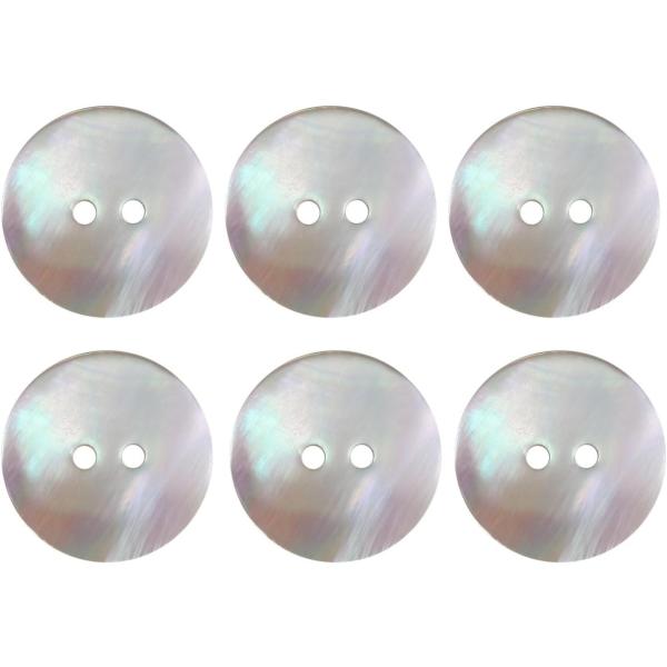 淡水パール オーロラ 二つ穴ボタン シェルボタン 貝ボタン 貝製 片面 白 ホワイト ボタン 6個入...