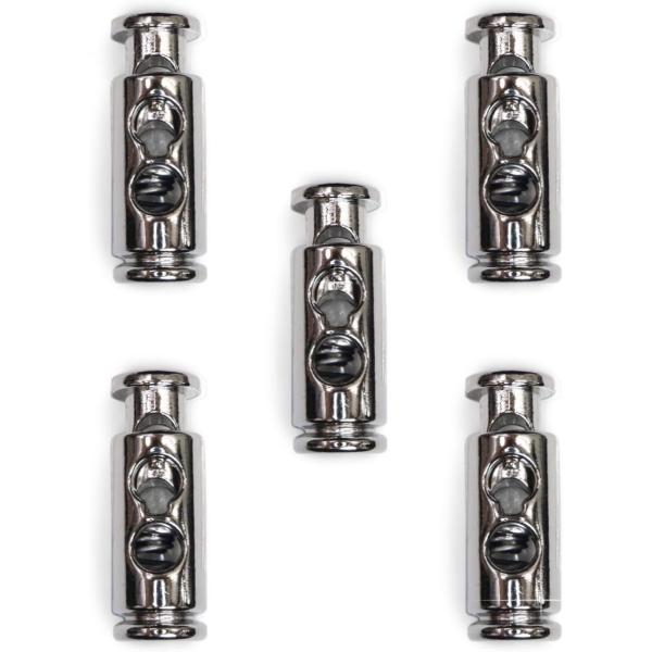 コードストッパー 紐止め 球型 丸型 金属製 1つ穴 穴経5.2mm【ブラック 鏡面仕上げ】5個入 ...