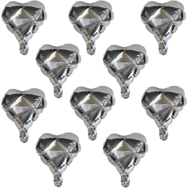 ハート バルーン 約25cm 合計10枚入り 銀 アルミ 風船 アルミバルーン ハート風船 ハートバ...