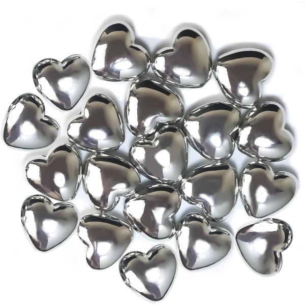 メタルビーズ ハート型 シルバー チャーム 20個【17×18mm】パーツ 銀 穴あり 光沢 メタル...