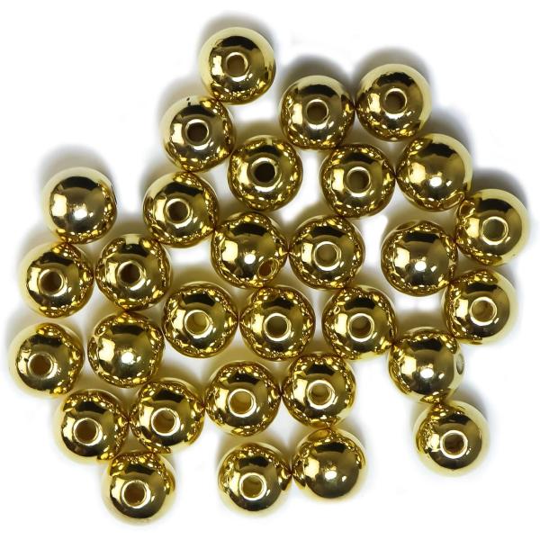 メタルビーズ ゴールド ラウンドビーズ 30個【10mm】パーツ 金 丸型 球体 穴あり 光沢 メタ...