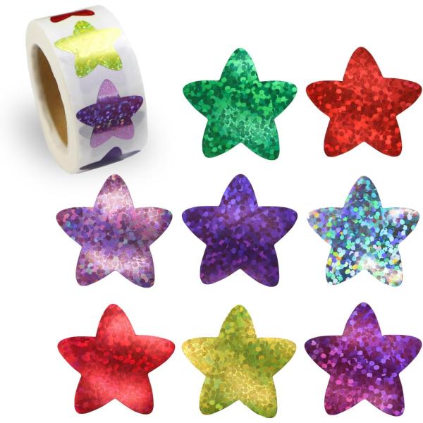 ホログラムロールシール カラフル ミックス 星 ギフトシール ラッピング 約500枚入り シールサイ...