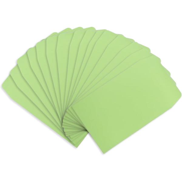 ミニ封筒 名刺サイズ 縦型 無地 糊付き 15枚入り ライトグリーン 緑 カラー 封筒 小型 メッセ...