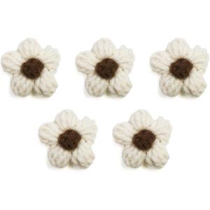 花 パーツ 毛糸 フラワー【ベージュ】5個入り 手芸 ハンドメイド パーツ デコパーツ デコレーション 立体  KITP-001｜あんしんや