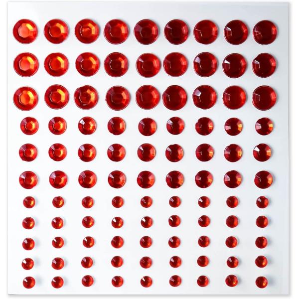 ラインストーンシール(デコシール) ジュエリータイプ 4〜9ミリ レッド きらきらぷんぷん丸 LS-...