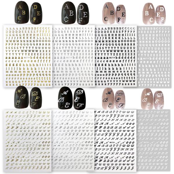 ネイルシール アルファベット セリフ体 筆記体 英語 文字【2種類 各4色】ネイルステッカー セルフ...
